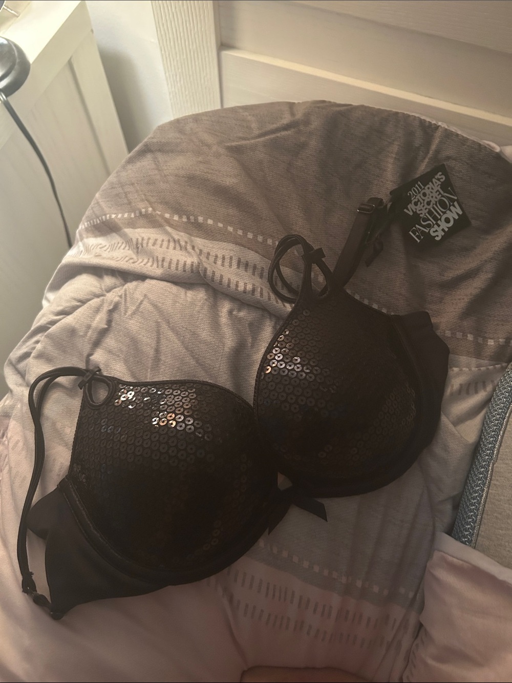 Victoria's Secret Black Sequin Push-Up Bra